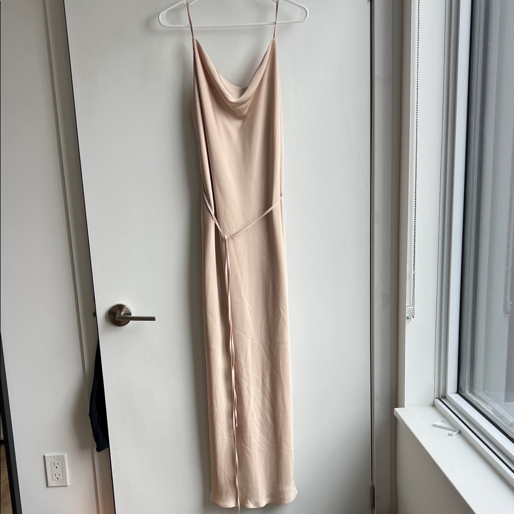H&M Cowl Neck Satin Maxi Dress With Leg Slit